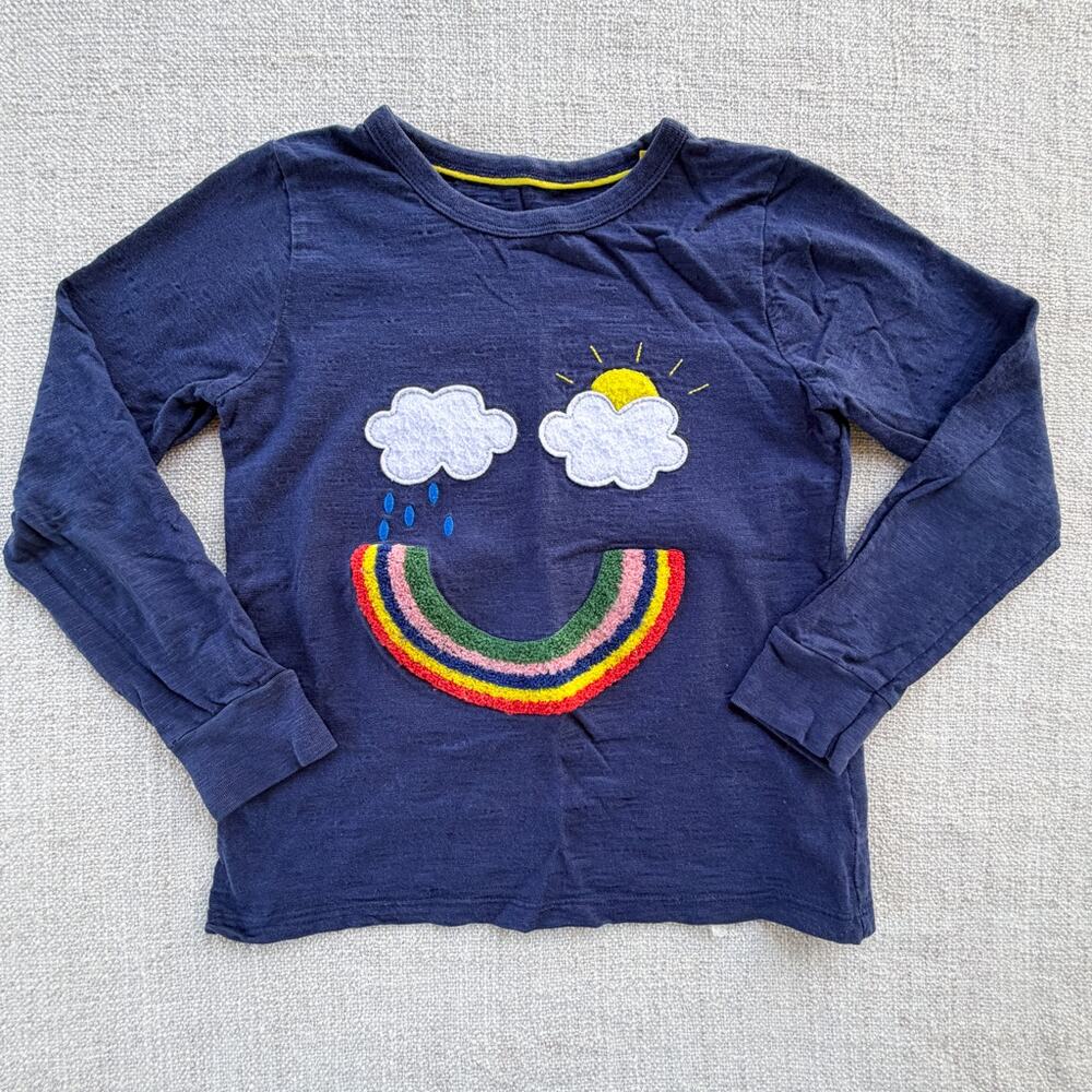 Mini Boden Navy Blue Rainbow Applique Tee GUC 8/9